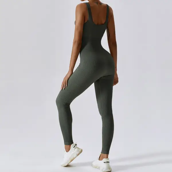 Spring Seamless One-Piece Yoga Suit Dance Belly Tightening Fitness Workout Set Stretch Bodysuit Gym Clothes Push Up Sportswear - Image 3