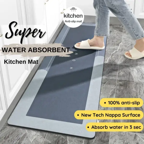 Super Non-slip Kitchen Floor Mats Diatomite Long Carpet Absorbent Oil-absorbent Bathroom Mats Non-slip Foot Mats - Image 2