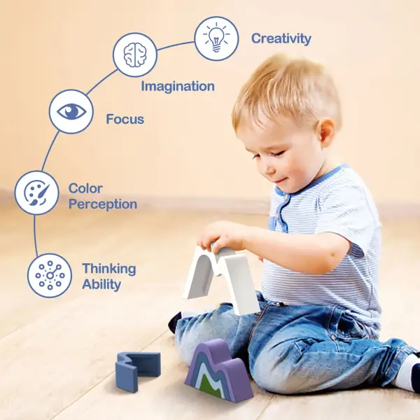 TYRY.HU New 4-7pcs Baby Silicone Building Block BPA Free Rainbow Soft Block 3D Educational Montessori Toys Baby Teether Gifts - Image 4