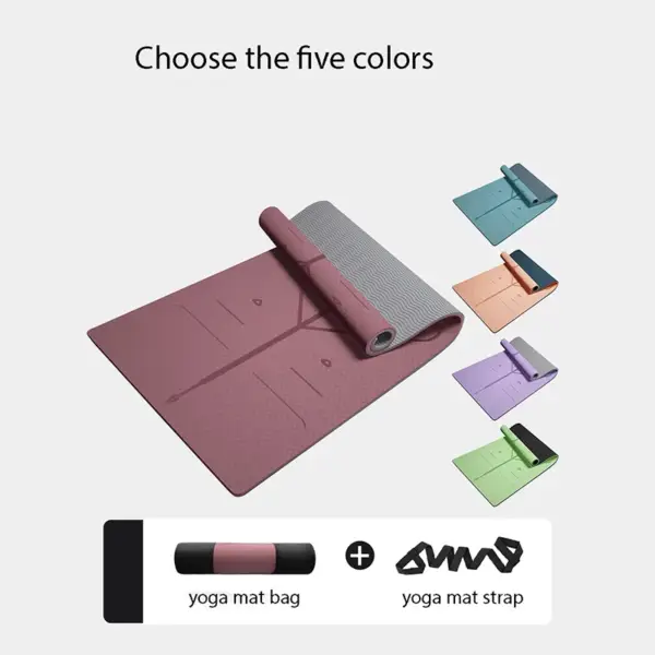 Tpe Two-color Non-slip Position Line Version Yoga Mat Gymnastics Practice Mats Pilates Bodybuilder Home For Beginners 183x60x0.8 - Image 4