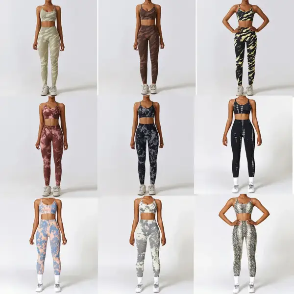 Vnazvnasi 2 Pcs Prints Seamless Sports Sets Yoga Kit for Fitness Push Up Tights Suit for Women Workout Clothes Sportswear Gym - Image 4