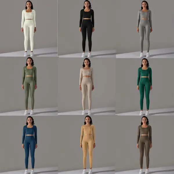 Vnazvnasi Seamless Women's Sports Set Long Sleeve Yoga Suit for Fitness Push Up Tights Sportswear Workout Clothes Outfit 2 Pcs - Image 4