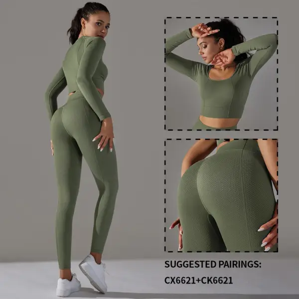 Vnazvnasi Seamless Women's Sports Set Long Sleeve Yoga Suit for Fitness Push Up Tights Sportswear Workout Clothes Outfit 2 Pcs - Image 6