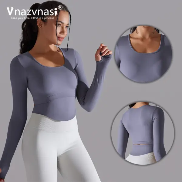 Vnazvnasi Yoga Shirts For Women Long Sleeve Winter Fitness Running Gym Clothes Workout Dry Breathable High Elastic Sports Top - Image 3