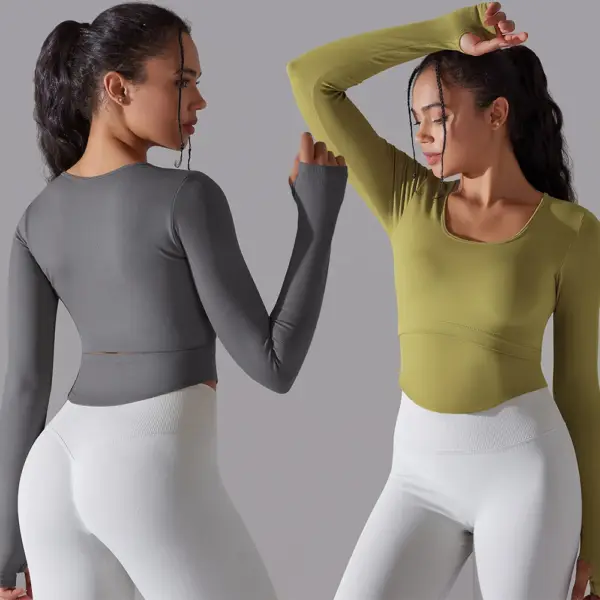 Vnazvnasi Yoga Shirts For Women Long Sleeve Winter Fitness Running Gym Clothes Workout Dry Breathable High Elastic Sports Top - Image 5