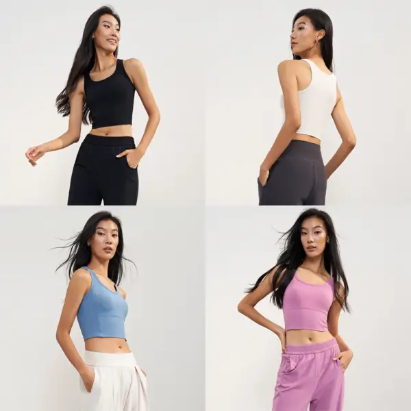WISRUNING Fixed Chest Pads Yoga Tank Top for Fitness Push Up Gym Vest Woman Stretch Sports Bra Workout Clothes Sportswear Outfit - Image 3