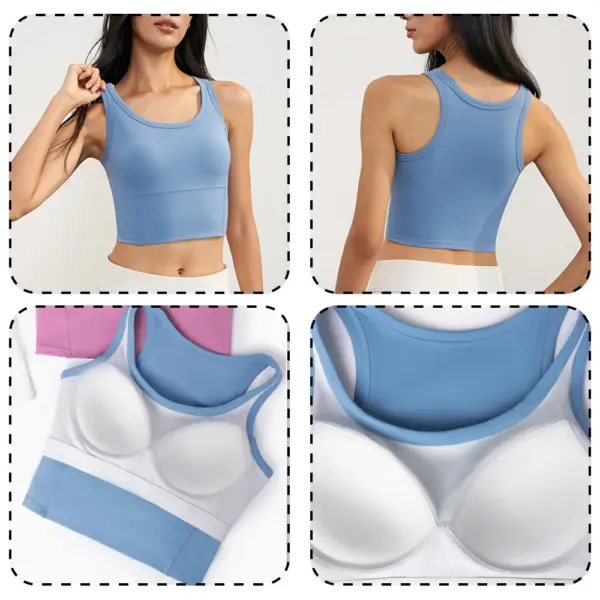 WISRUNING Fixed Chest Pads Yoga Tank Top for Fitness Push Up Gym Vest Woman Stretch Sports Bra Workout Clothes Sportswear Outfit - Image 6