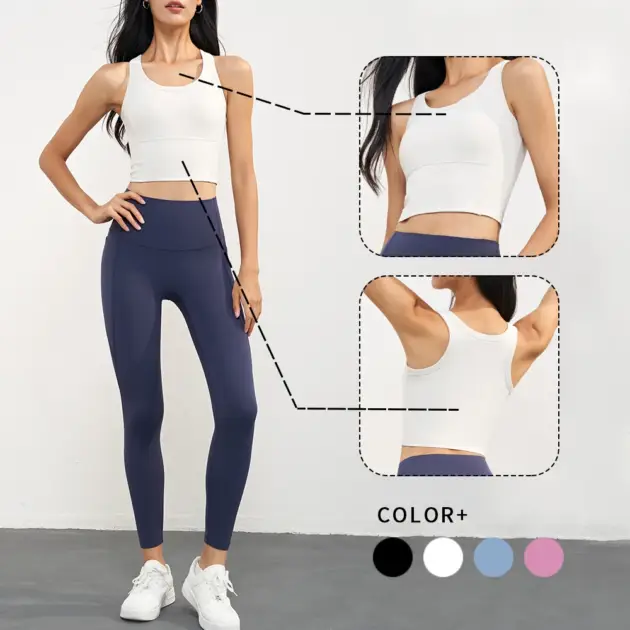 WISRUNING Fixed Chest Pads Yoga Tank Top for Fitness Push Up Gym Vest Woman Stretch Sports Bra Workout Clothes Sportswear Outfit