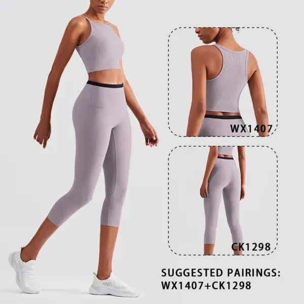 WISRUNING Ribbed Yoga Tank Tops for Fitness Female Workou Vest Push Up Tights Sports Bra for Women Sportswear for Gym Outfit - Image 3