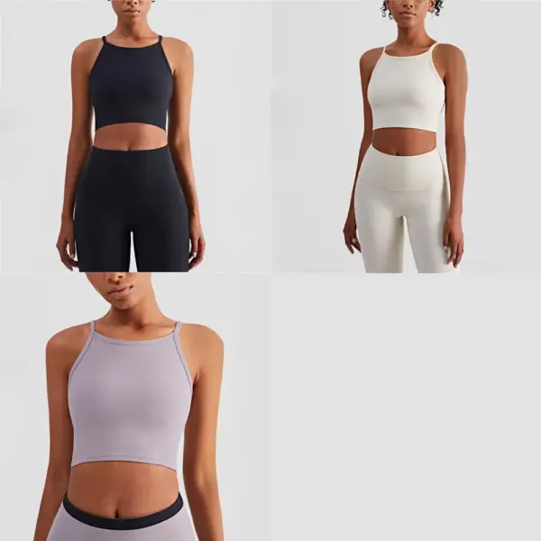 WISRUNING Ribbed Yoga Tank Tops for Fitness Female Workou Vest Push Up Tights Sports Bra for Women Sportswear for Gym Outfit - Image 4