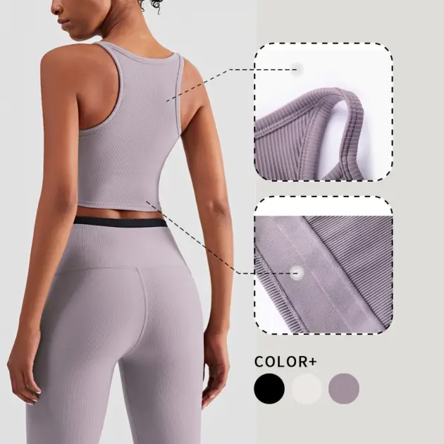 WISRUNING Ribbed Yoga Tank Tops for Fitness Female Workou Vest Push Up Tights Sports Bra for Women Sportswear for Gym Outfit