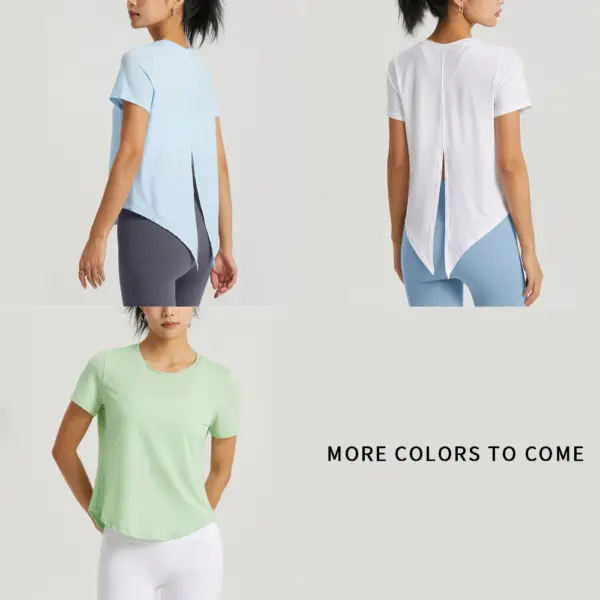 WISRUNING Top With Open Back Yoga T-shirt for Fitness Breathable Women's Sportswear for Gym Outfit Sports Shirts Workout Cloth - Image 3