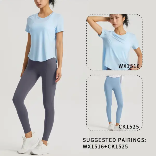 WISRUNING Top With Open Back Yoga T-shirt for Fitness Breathable Women's Sportswear for Gym Outfit Sports Shirts Workout Cloth - Image 4