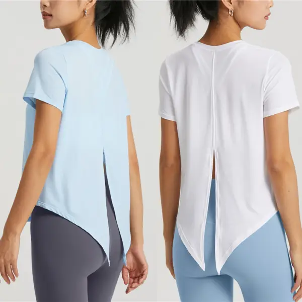 WISRUNING Top With Open Back Yoga T-shirt for Fitness Breathable Women's Sportswear for Gym Outfit Sports Shirts Workout Cloth - Image 6