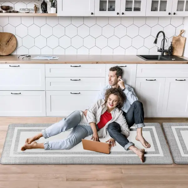 Waterproof & oilproof Kitchen Mat Anti Fatigue Kitchen Rug, Thick Non Slip Kitchen Carpet, Soft Kitchen Floor Mat, Standing Mat - Image 6