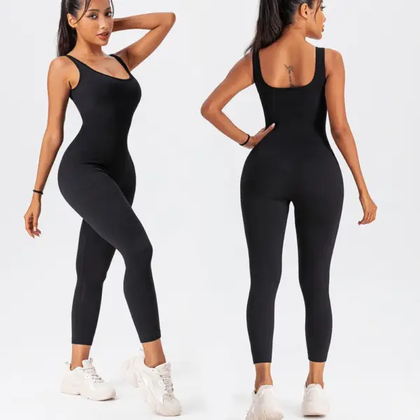 Women Ribbed Yoga Jumpsuits Workout Ribbed Long Sleeve Sport One Piece Tummy Control Seamless Fitness Sportwear - Image 2