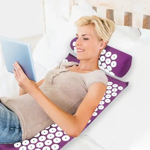Yoga Acupressure Mat Neck Back Foot Massager Pain Stress Relief Massage Cushion Pad - Image 2