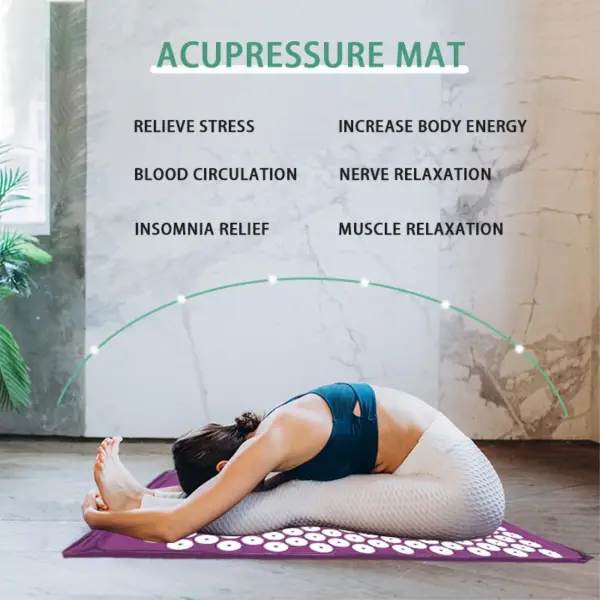 Yoga Acupressure Mat Neck Back Foot Massager Pain Stress Relief Massage Cushion Pad - Image 3