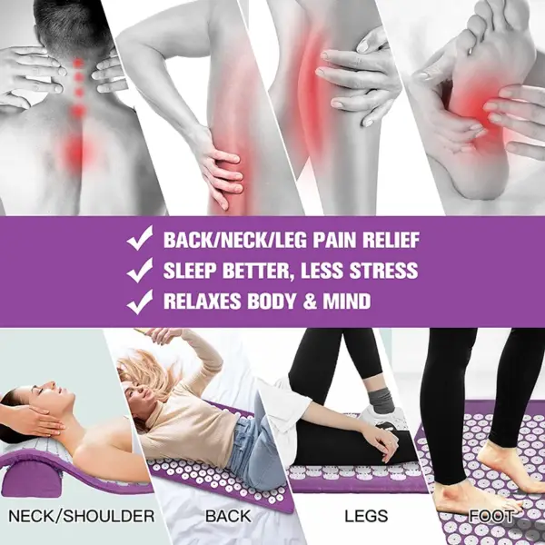 Yoga Acupressure Mat Neck Back Foot Massager Pain Stress Relief Massage Cushion Pad - Image 6