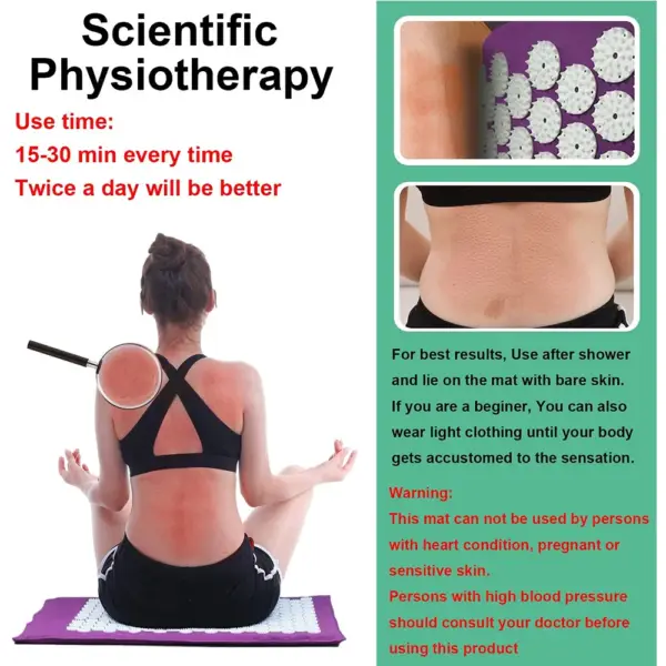 Yoga Acupressure Mat Spike Massage Pad Kuznetsov's Applicator Sport Fitness Cushion Pillow Massager Yoga Mat Pilates Exercise - Image 2