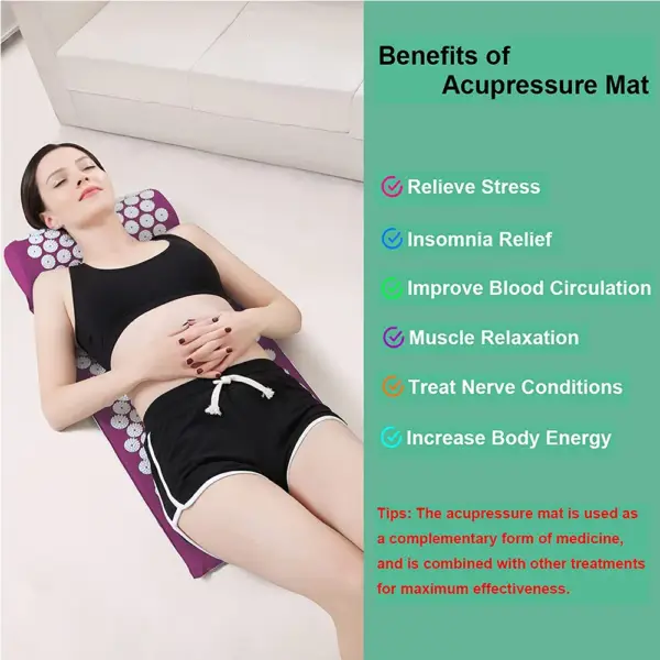 Yoga Acupressure Mat Spike Massage Pad Kuznetsov's Applicator Sport Fitness Cushion Pillow Massager Yoga Mat Pilates Exercise - Image 3