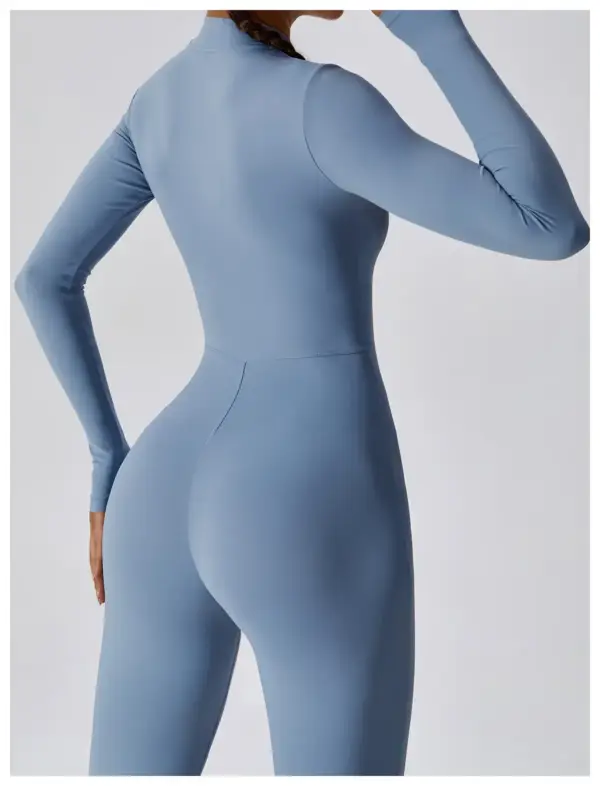 Yoga Jumpsuit Women Seamless Sports Zipper Jumpsuit Set Gym Long Sleeve Fitness Suit Elastic Gym Workout Bodysuit Athletic Wear - Image 2