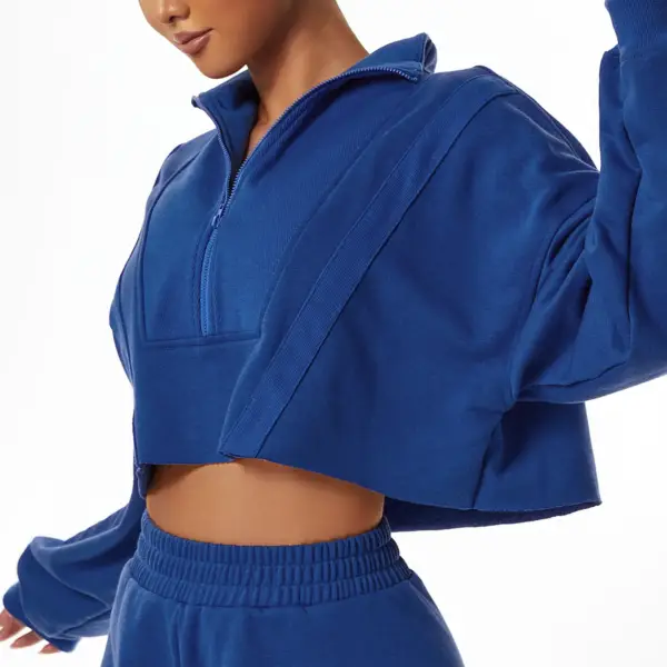 Yoga Long-Sleeved Sports Hoodie Women Loose Fashion Stand-Up Collar Zipper Top Wear Gym Training Leisure Outdoor Hoodie - Image 4