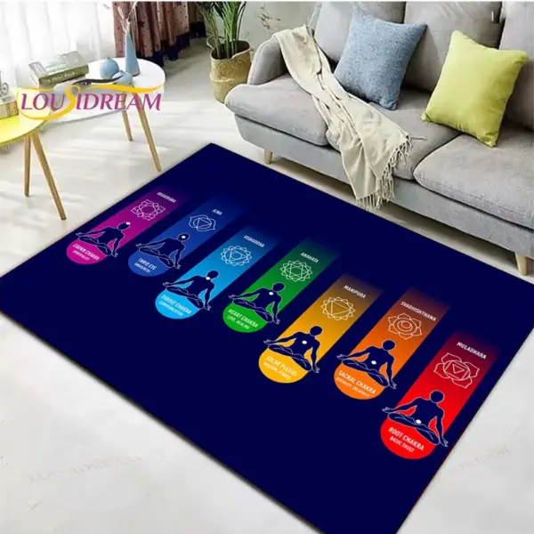 Yoga Meditation Practice Carpet Chakra Pattern Rugs Modern Home Living Room Bedroom Carpet Kids Play Bathroom Non-slip Floor Mat - Image 2