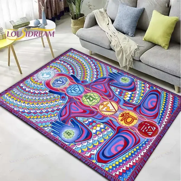 Yoga Meditation Practice Carpet Chakra Pattern Rugs Modern Home Living Room Bedroom Carpet Kids Play Bathroom Non-slip Floor Mat - Image 3