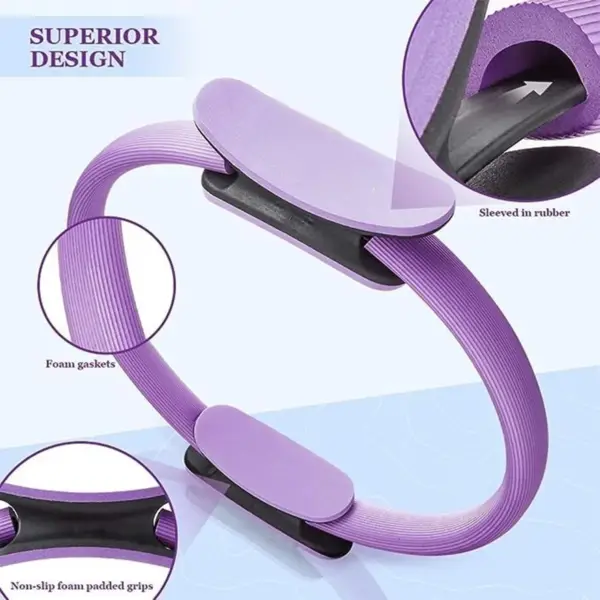 Yoga Pilates Circle,15" Spring Aid Ring,Women Pelvic Workout Out,Home Fitness Shaping Equipment for Toning Muscle,Legs,Open Back - Image 2