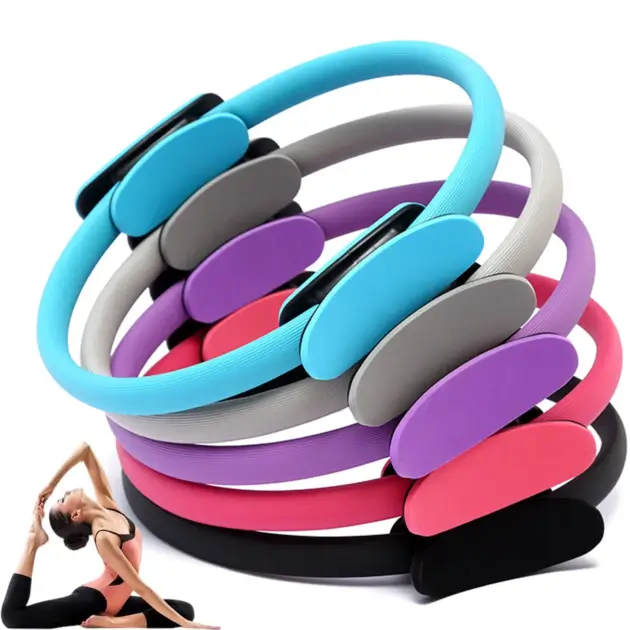 Yoga Pilates Circles,15" Spring Aid Rings,Women Pelvic Workout,Home Fitness Shaping Equipment for Toning Muscle,Legs,Open Back