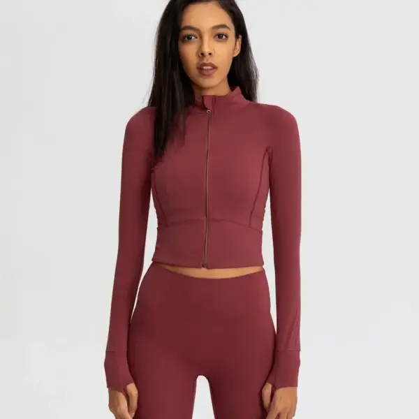 al logo Al Yoga Sports Women's Skinny Yoga Clothes Quick-Drying Long-Sleeved Top Zipper Cardigan Running Fitness Jacket Fitness - Image 2
