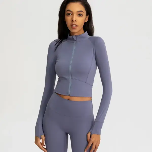 al logo Al Yoga Sports Women's Skinny Yoga Clothes Quick-Drying Long-Sleeved Top Zipper Cardigan Running Fitness Jacket Fitness - Image 4